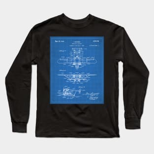 Seaplane Patent - Biplane Seaplane Art - Blueprint Long Sleeve T-Shirt